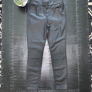 White House Black Market High-Rise Coated Skinny Jeans Size 10 Black